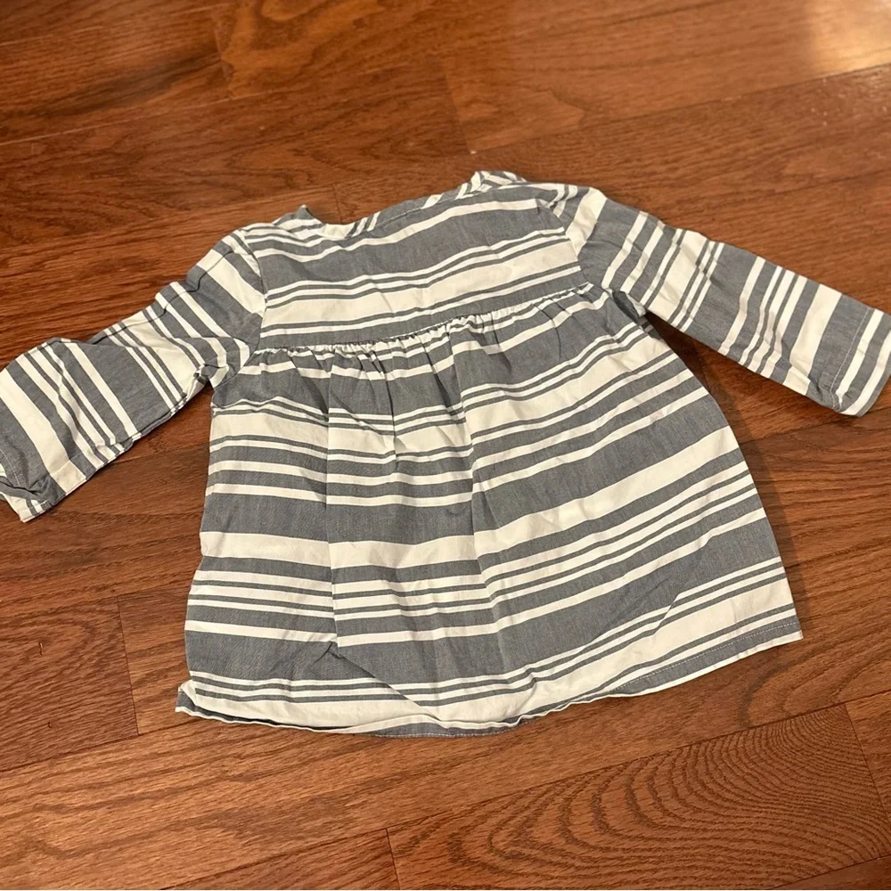 Carter's Gray and White Striped Kids Blouse‎